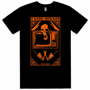 I Love Horror Tee - (Orange) Mens / Women's / Unisex