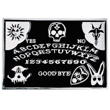 Load image into Gallery viewer, Black Skull Ouija Silver Enamel Pin - Mens / Women&#39;s / Unisex