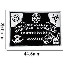 Load image into Gallery viewer, Black Skull Ouija Silver Enamel Pin - Mens / Women&#39;s / Unisex